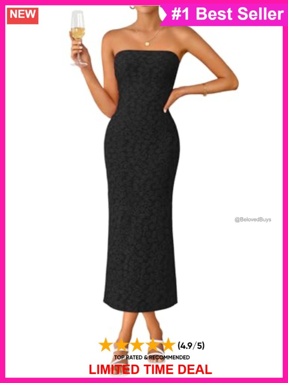 Floral Strapless Bodycon Midi Dress Sleeveless Summer Party